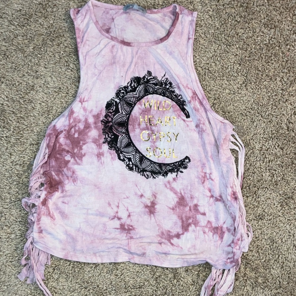 Charlotte Russe Pink Tie-Dye Tank Top